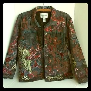 Chico's Denim Embroidered Jacket size 1